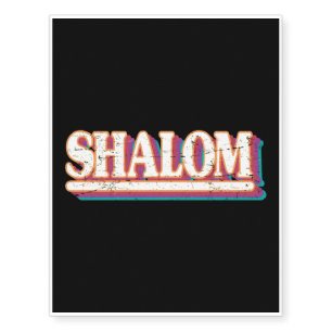 Retro Shalom Hebrew Peace & Harmony Jewish Gift Temporary Tattoos