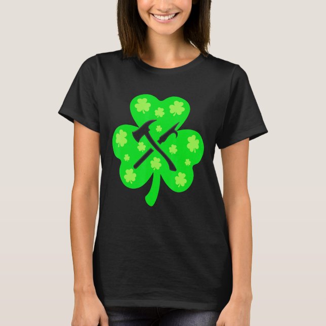 Retro Shamrock Firefighter St Patrick Day Irish Co T-Shirt (Front)