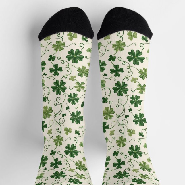 Retro Shamrock  Swirl Pattern Socks (Top)