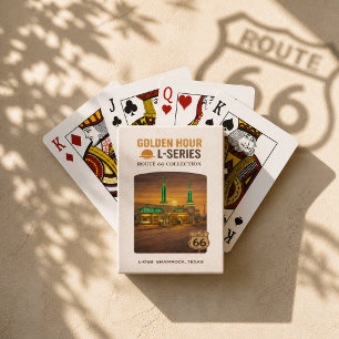 Retro Shamrock Texas Route 66 Landmark Art Poker Cards