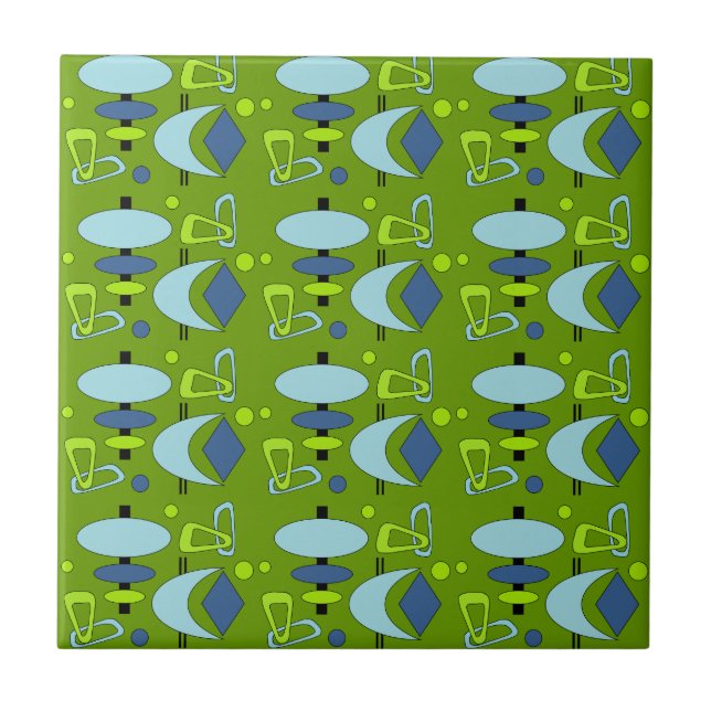 Retro Shapes Ceramic Tile (Front)