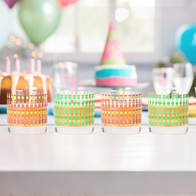 Retro shapes Drinkware Set Whiskey Glass (Insitu (Birthday))