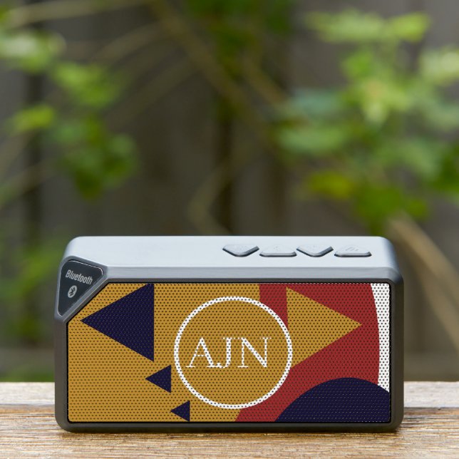 Retro Shapes Geometric Triangles Monogrammed Bluetooth Speaker (Insitu(Outdoor))