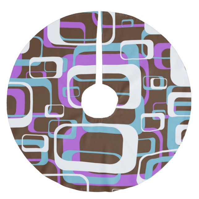 RETRO SHAPES PATTERN BRUSHED POLYESTER TREE SKIRT (Front)