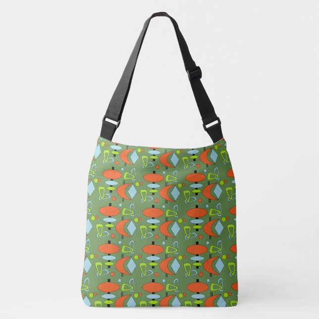 Retro Shapes Pattern Crossbody Bag (Front)