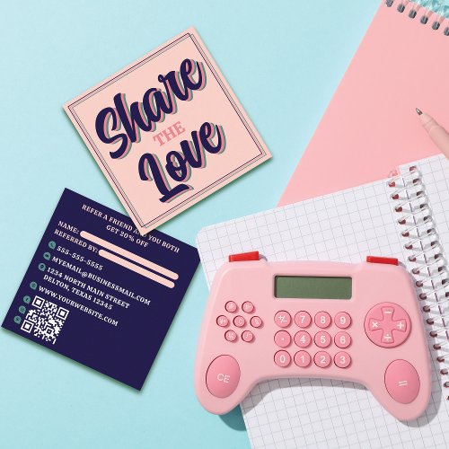 Retro Share the Love Typography Cool Color Scheme Referral Card