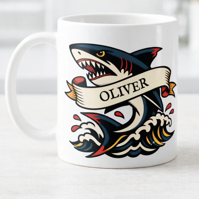 Retro Shark Tattoo Nautical Coffee Mug (Creator Uploaded)