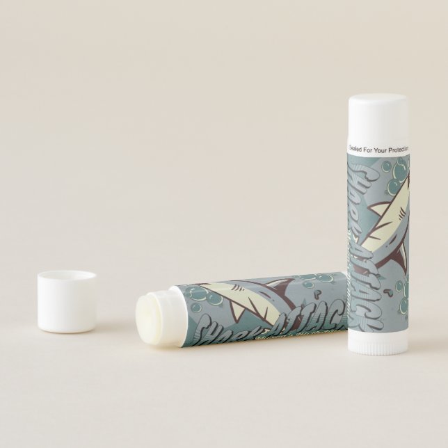 Retro Shark Themed Birthday Party Lip Balm (In Situ)