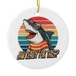 retro shark vibes ceramic ornament