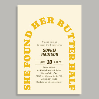 Retro She Found Her Butter Half Bridal Shower Invitation