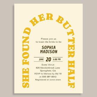 Retro She Found Her Butter Half Bridal Shower Invitation Postcard