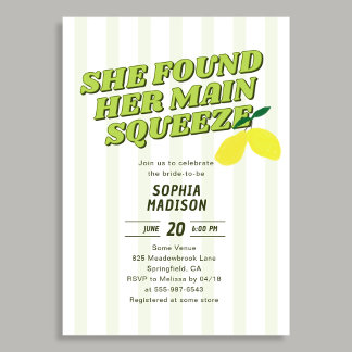 Retro She Found Her Main Squeeze Bridal Shower Invitation