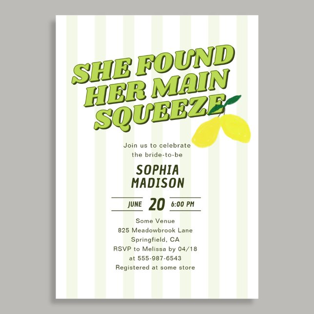 Retro She Found Her Main Squeeze Bridal Shower Invitation (Creator Uploaded)