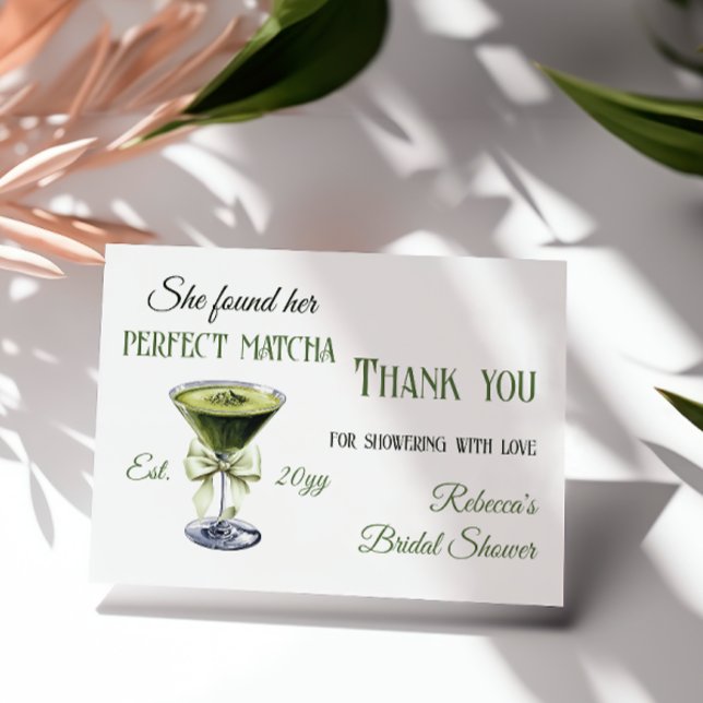Retro She Found Her Perfect Matcha Bridal Shower Thank You Card (Creator Uploaded)