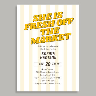 Retro She Is Fresh Off The Market Bridal Shower Invitation