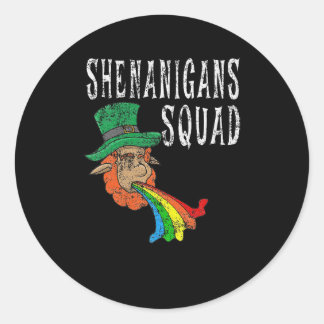 Retro Shenanigans Squad St. Patrick's Day Classic Round Sticker