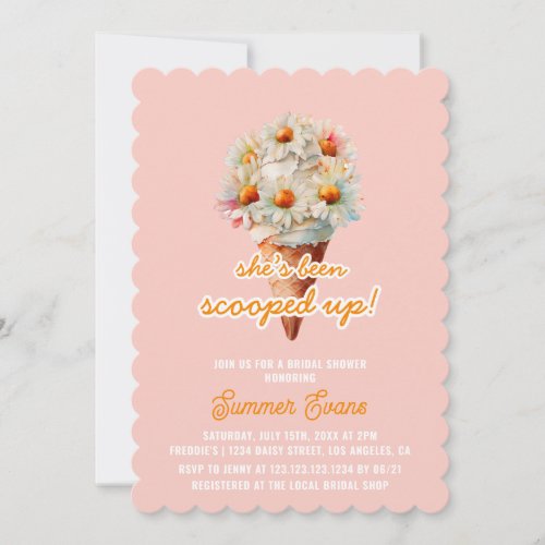 Retro Shes Been Scooped Up Ice Cream Bridal Shower Invitation