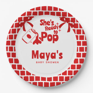 Retro She's Ready to Pop Soda Baby Shower Paper Plates