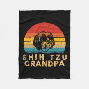 Retro Shih Tzu Grandpa Dog Lover Paw Dad Fathers D Fleece Blanket