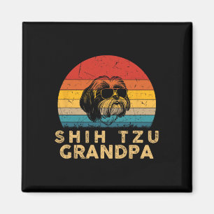 Retro Shih Tzu Grandpa Dog Lover Paw Dad Fathers D Magnet