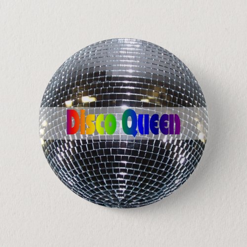 Retro Shiny Silver Mirror Disco Ball Disco Queen Pinback Button