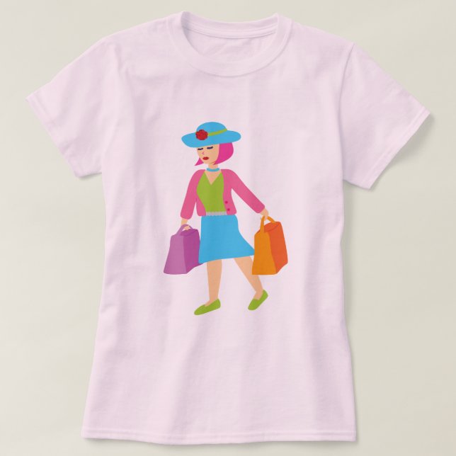 Retro Shopping Girl T-Shirt (Design Front)
