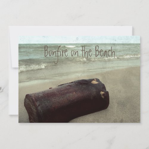 Retro Shoreline Bonfire on the Beach Lake Michigan Invitation