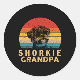 Retro Shorkie Grandpa Dog Lovers Paw Dad Fathers D Classic Round Sticker
