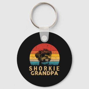 Retro Shorkie Grandpa Dog Lovers Paw Dad Fathers D Keychain