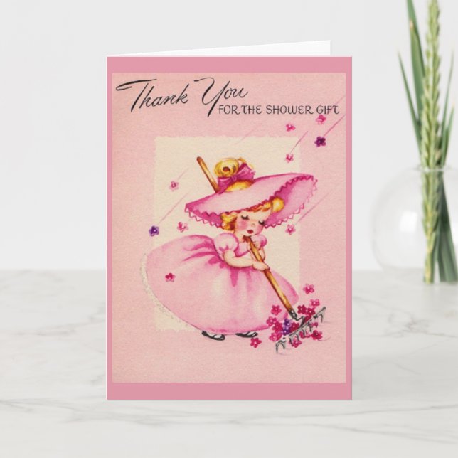 Retro Shower Gift Thank You Card (Front)