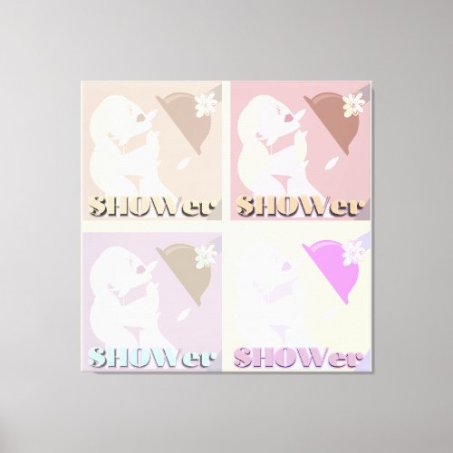 Retro Shower Girl Pop Art Canvas Print