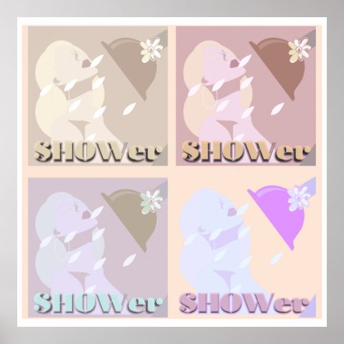 Retro Shower Girl Pop Art Poster