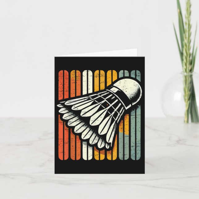 Retro Shuttle Badminton Player  Card (Front)