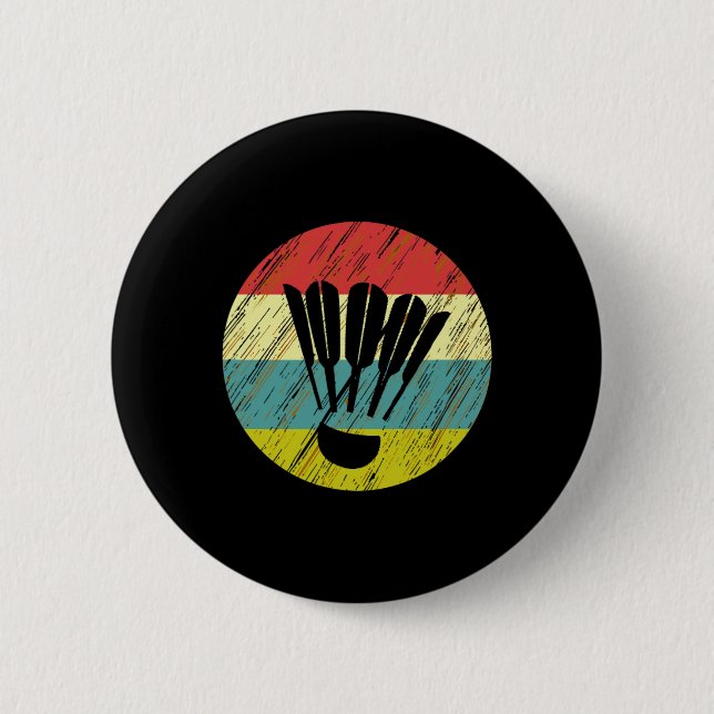 Retro Shuttle Racket Sports Badminton Player Athle Button (Front)