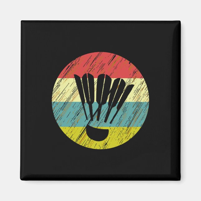 Retro Shuttle Racket Sports Badminton Player Athle Magnet (Front)