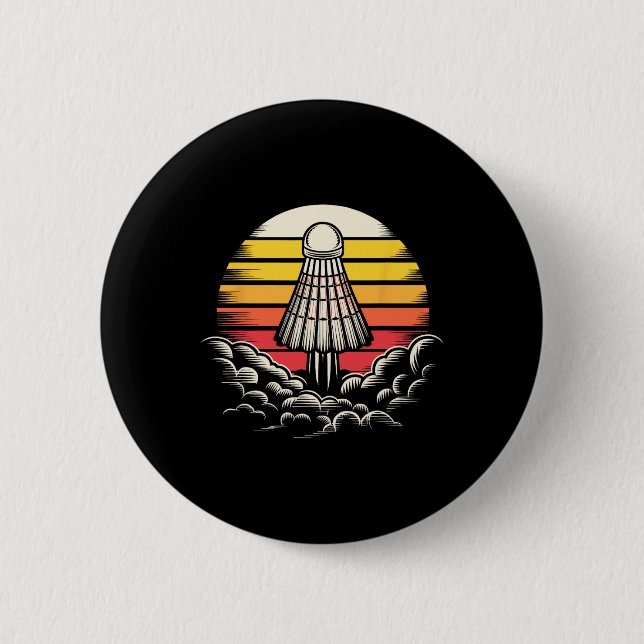 Retro Shuttle Sports Outfit Rocket Badminton Playe Button (Front)