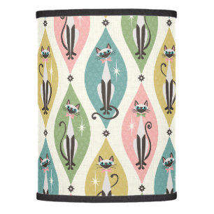 Retro Siamese Cats and Starbursts On Lozenges Lamp Shade