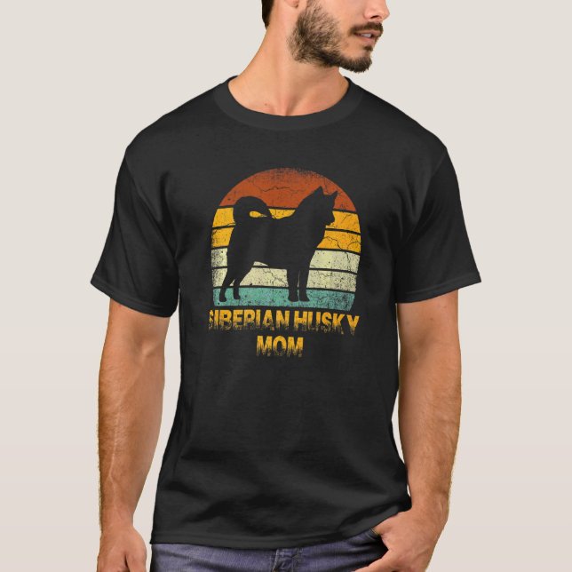 Retro Siberian Husky Mom  Doxie Dog Owner Mother P T-Shirt (Front)