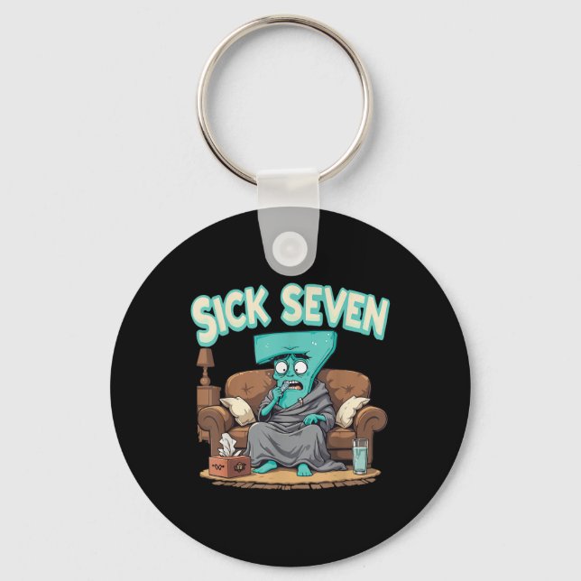 Retro Sick Seven 67 Halloween Number Design  Keychain (Front)