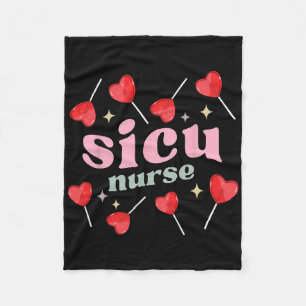 Retro Sicu Nurse Lollipops Valentines Day Surgical Fleece Blanket