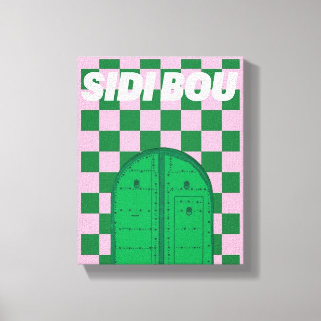 Retro Sidi Bou Said Stretched Canvas Print (Front)