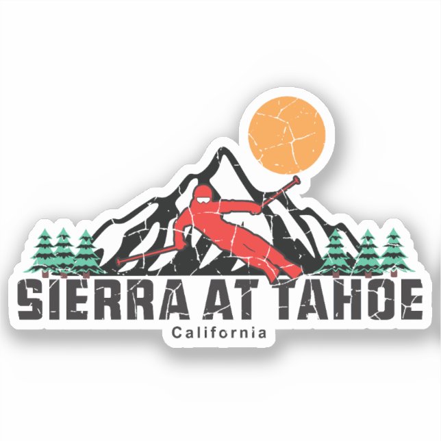 Retro Sierra At Tahoe Ski  Sticker (Front)