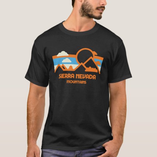 Retro Sierra Nevada Mountains Range Sunset T_Shirt