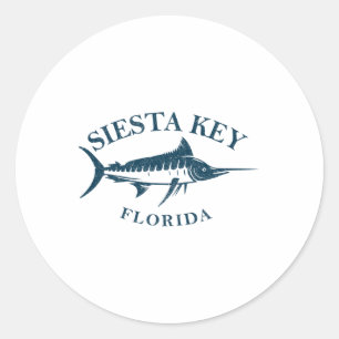 Retro Siesta Key Florida Vintage Fishing Boating Classic Round Sticker