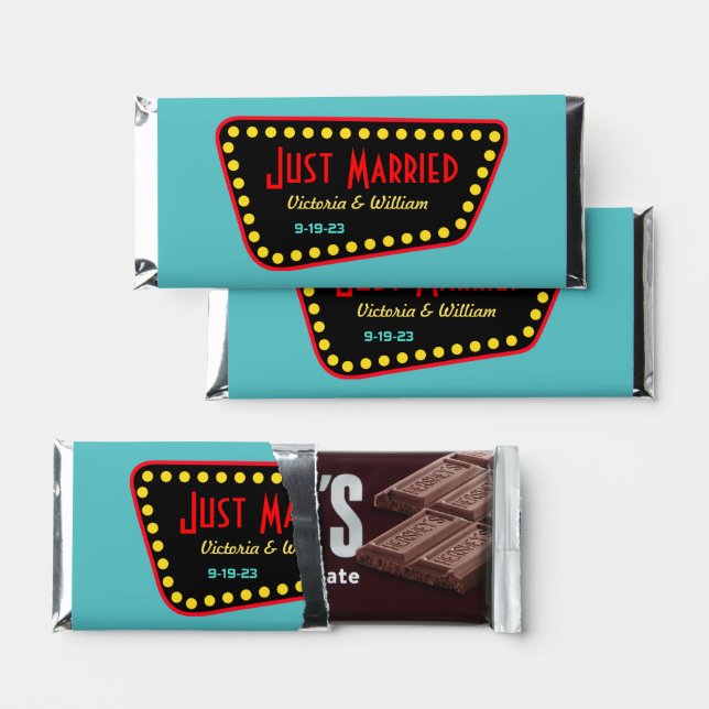 Retro Sign Just Married Hershey’s Bars (Front)