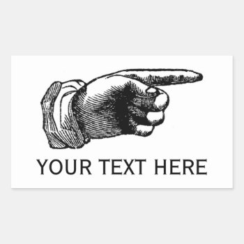 Retro Sign: Vintage Hand Pointing Finger To Notice Rectangular Sticker by techvinci at Zazzle
