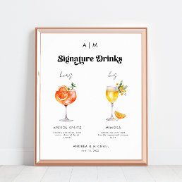 Retro Signature Drinks Cocktails Wedding Sign   