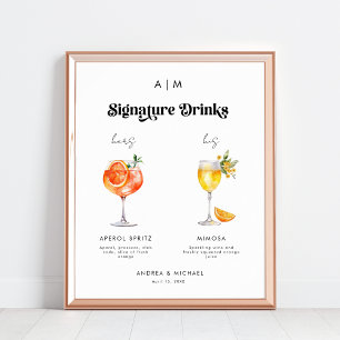Retro Signature Drinks Cocktails Wedding Sign