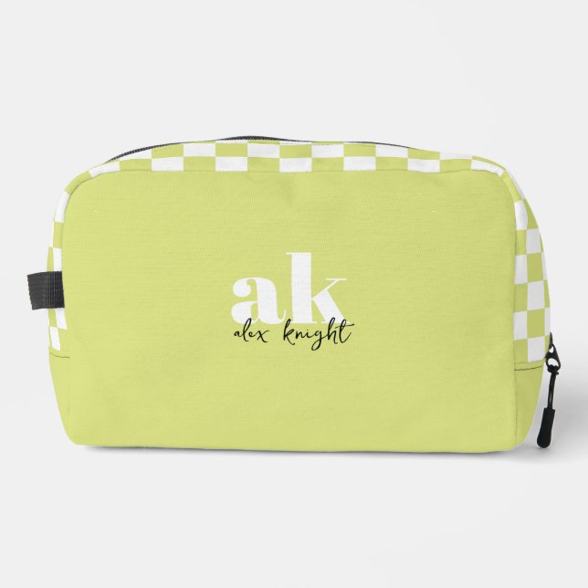 Retro Signature Monogram Checkered Dopp Kit (Front)