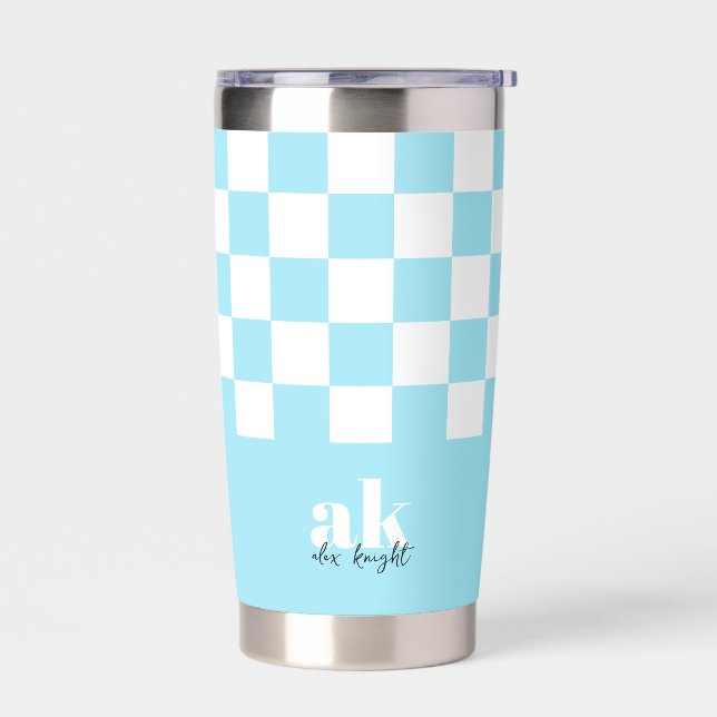 Retro Signature Monogram Checkered Insulated Tumbler (Left)